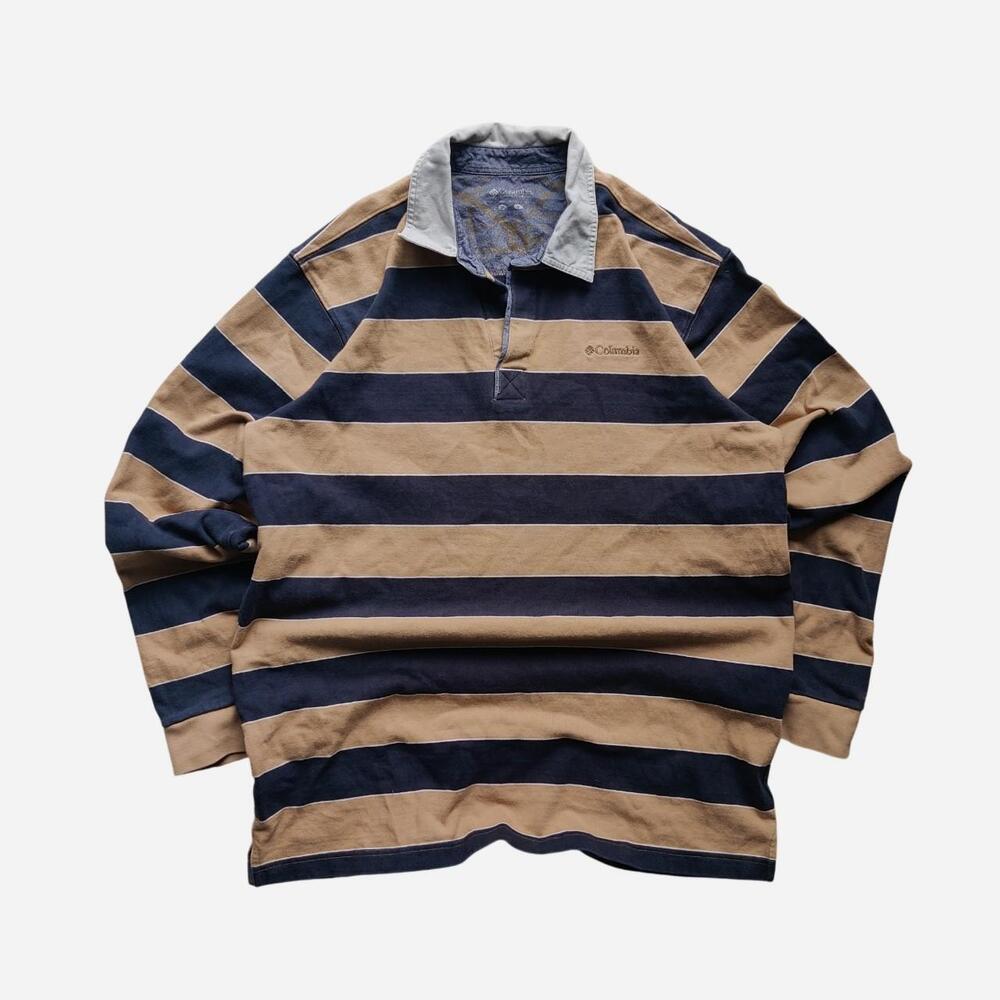Columbia striped long sleeve polo shirt